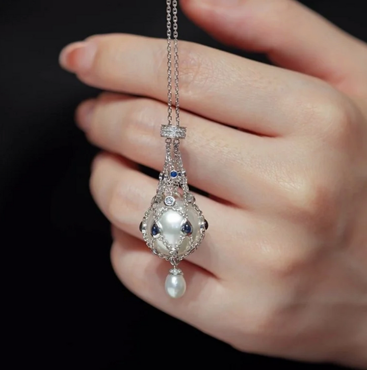 Pearl & Gemstone Lavalier Necklace