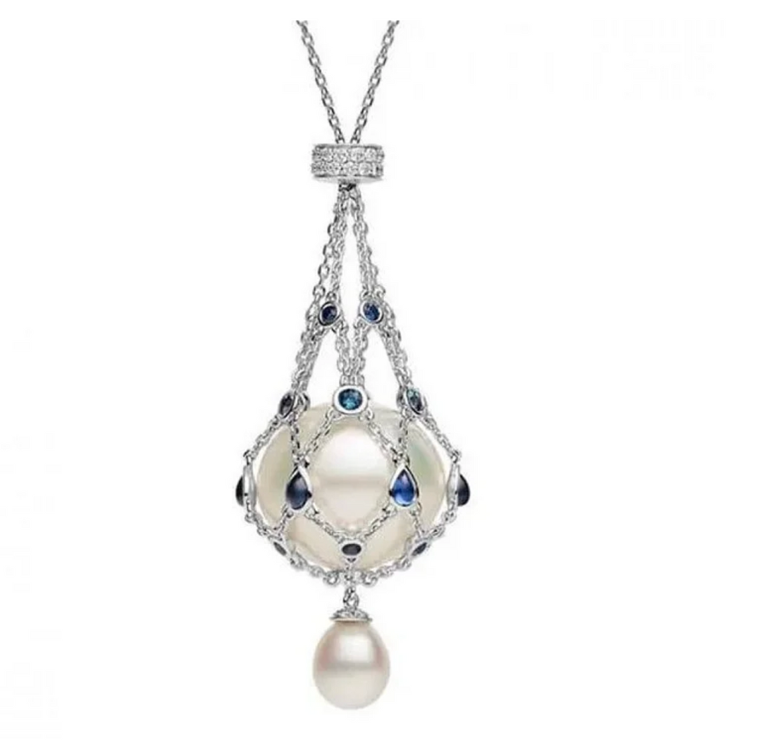 Pearl & Gemstone Lavalier Necklace