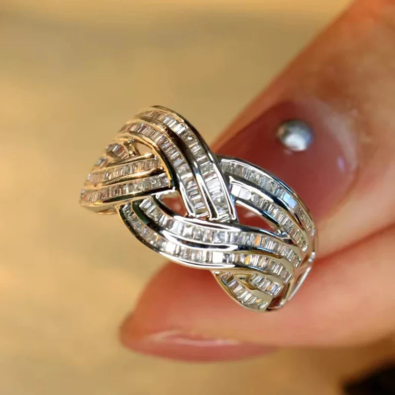 Wave Cross Zirconia Ring