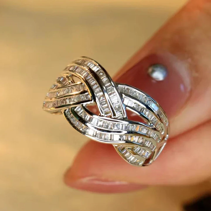 Wave Cross Zirconia Ring