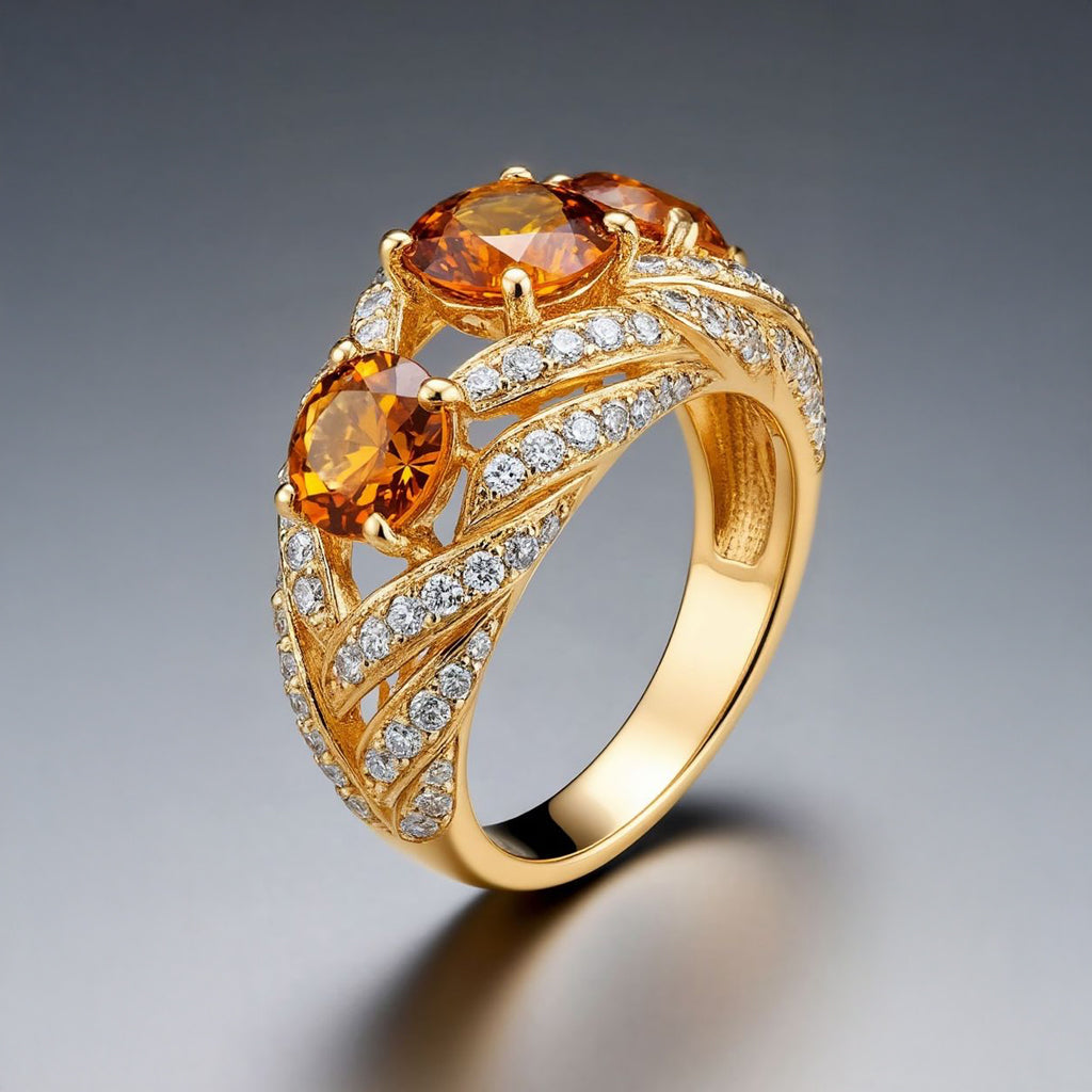 Amber Crown Statement Ring