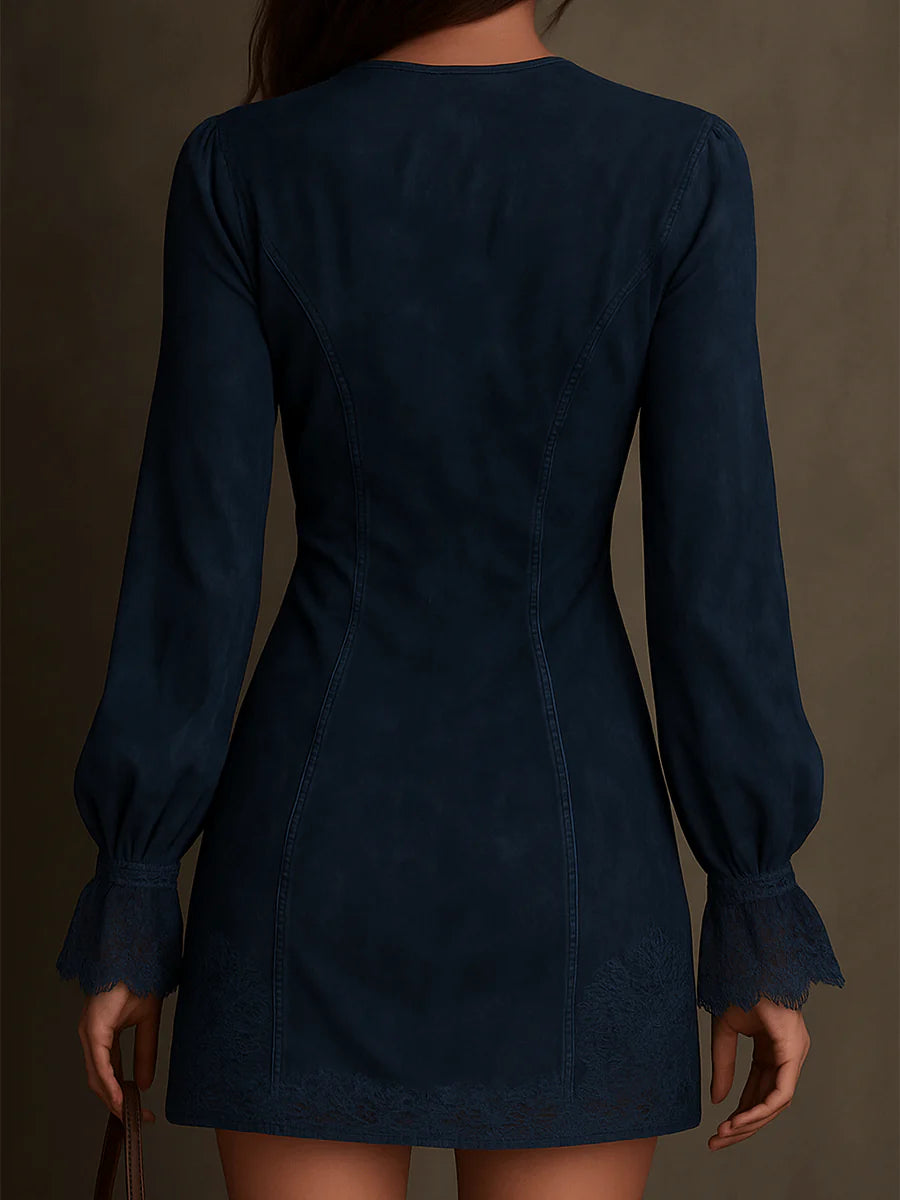 Azulena ❘ Blue tunic with embroidery and zipper