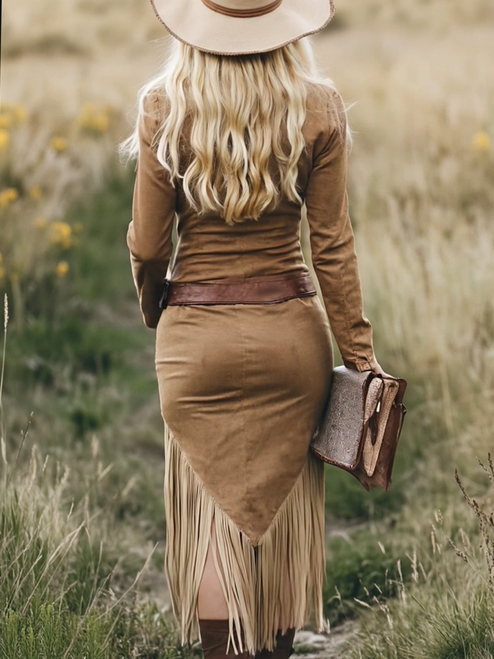 Valencia | Suede dress with fringe