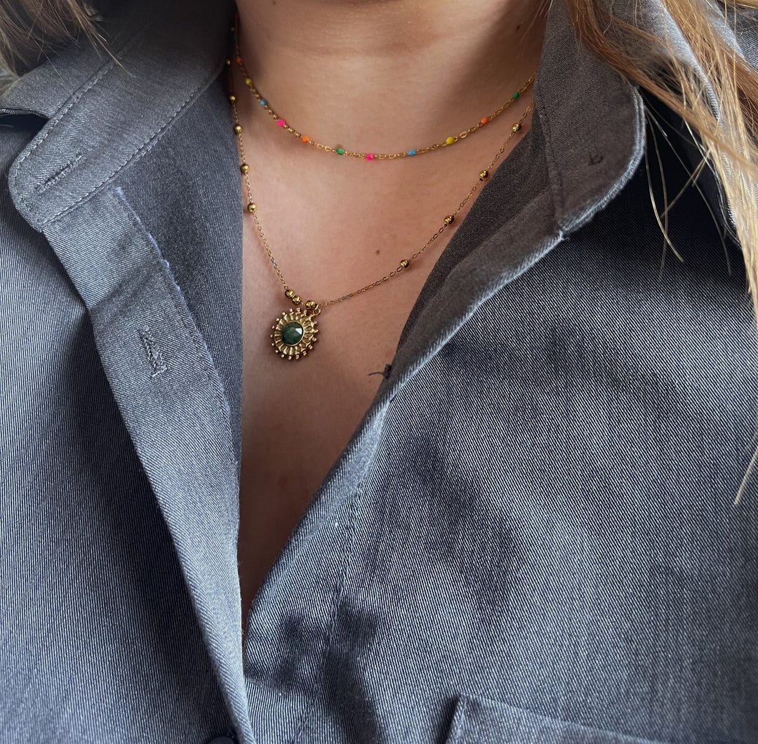 Jasmine - Necklace - Natural Stone - Stainless Steel