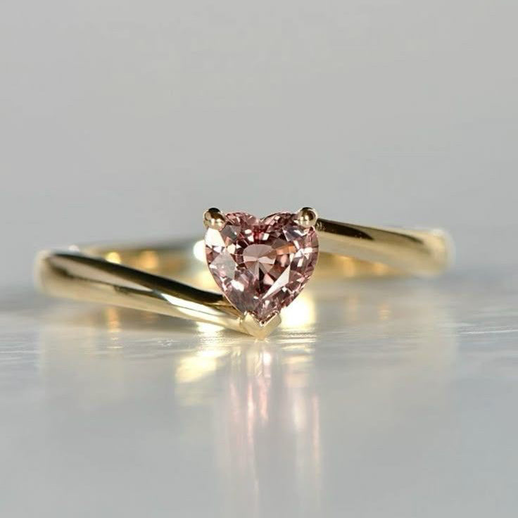 Pink Heart Solitaire Ring