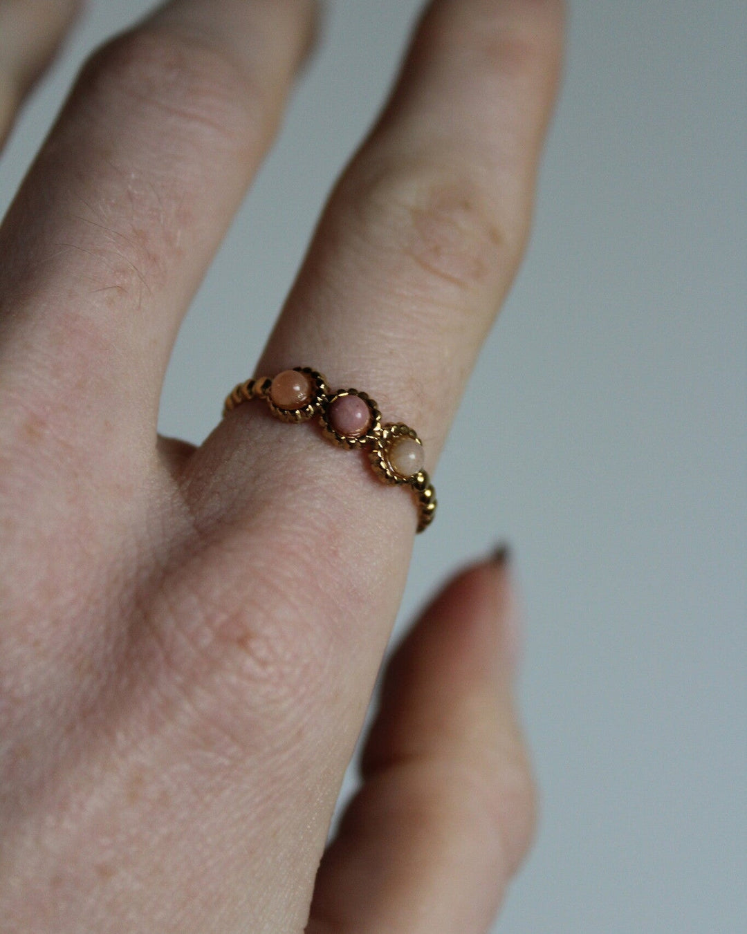 Demi - Ring - Natuursteen -  Stainless Steel - Verstelbaar