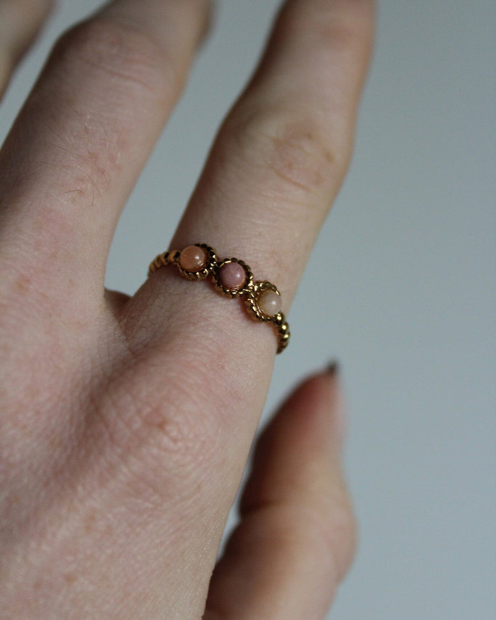 Demi - Ring - Natuursteen -  Stainless Steel - Verstelbaar