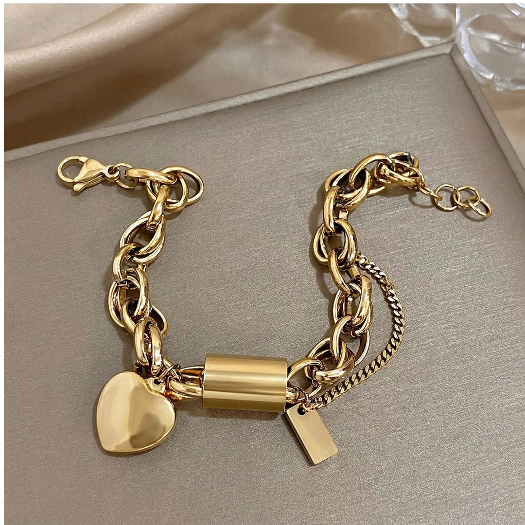 'The Keeper'– Chunky Gold Heart Bracelet