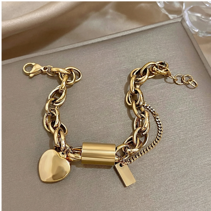 'The Keeper'– Chunky Gold Heart Bracelet