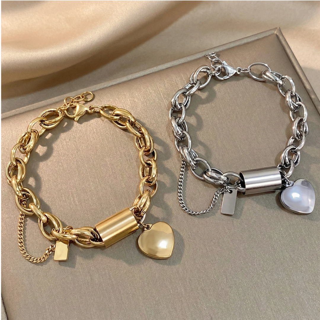'The Keeper'– Chunky Gold Heart Bracelet