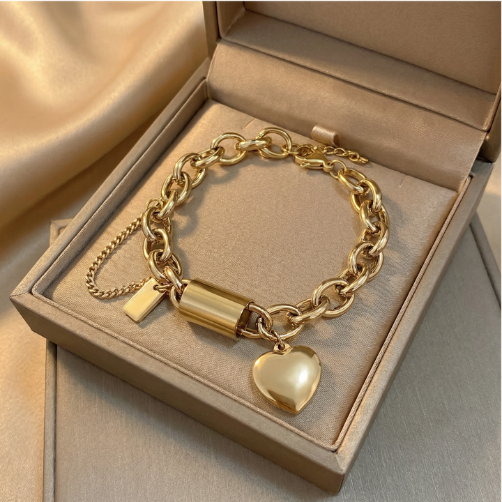 'The Keeper'– Chunky Gold Heart Bracelet
