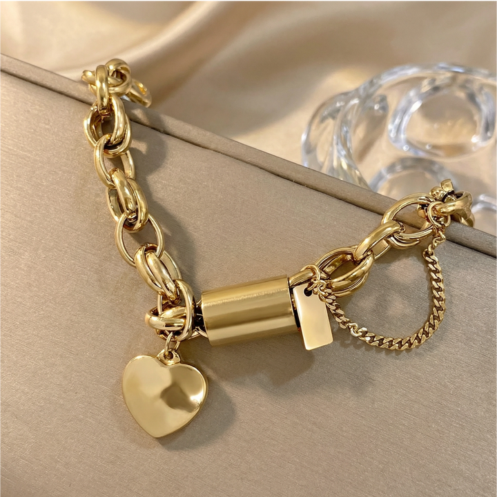 'The Keeper'– Chunky Gold Heart Bracelet