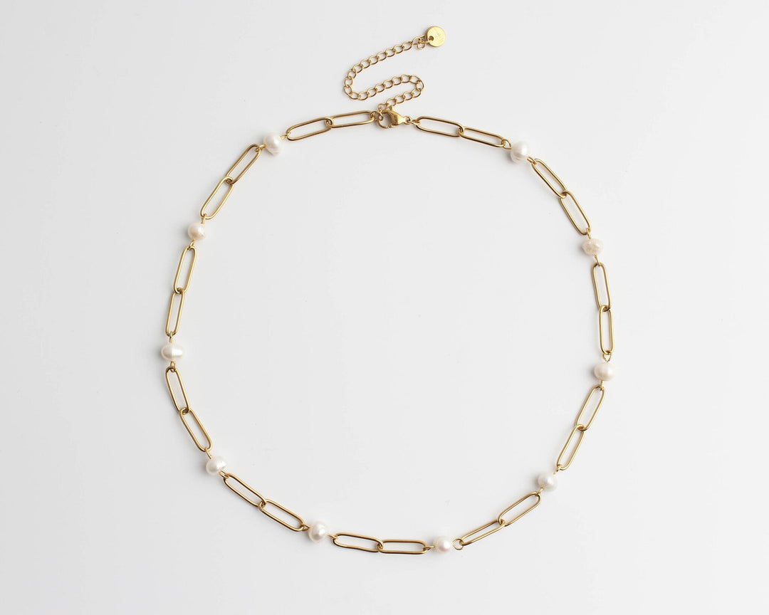Pearly Chain - Necklace - Stainless Steel