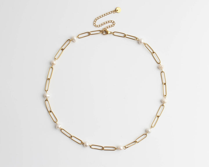 Pearly Chain - Necklace - Stainless Steel
