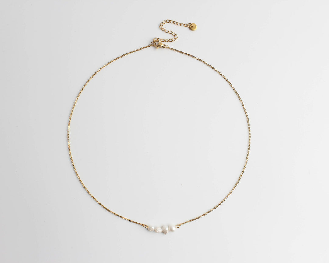 Freshwater Pearl Bar - Necklace - Stainless Steel