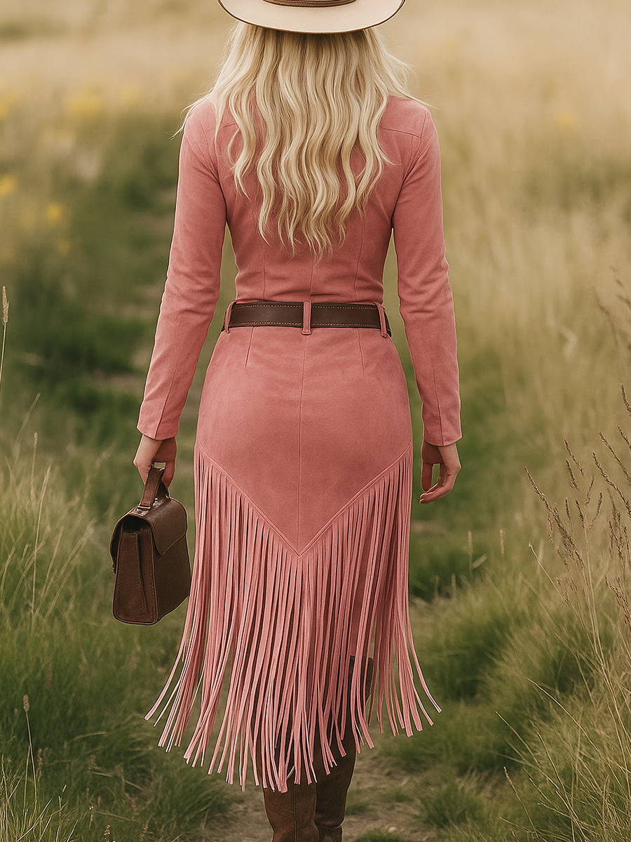 Valencia | Suede dress with fringe