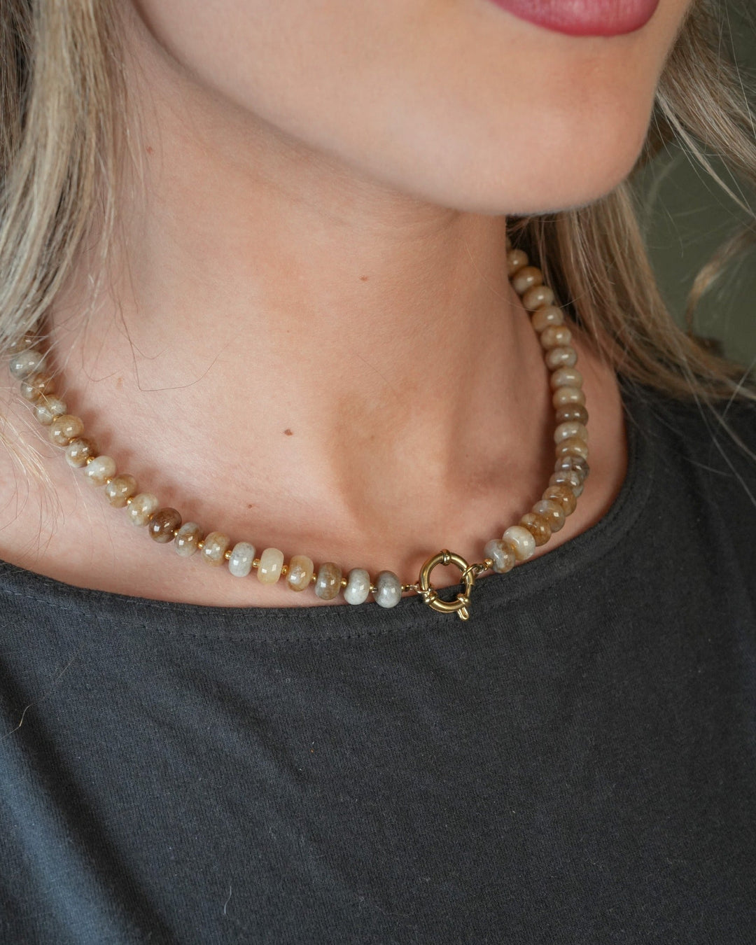 Darine - Necklace - Natural Stone - Stainless Steel