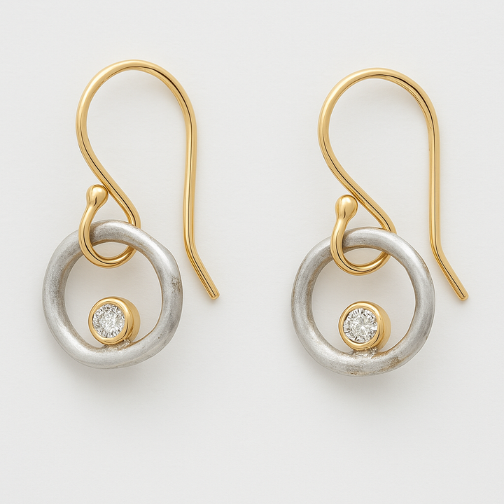 Vintage Gold & Silver Zirconia Earrings