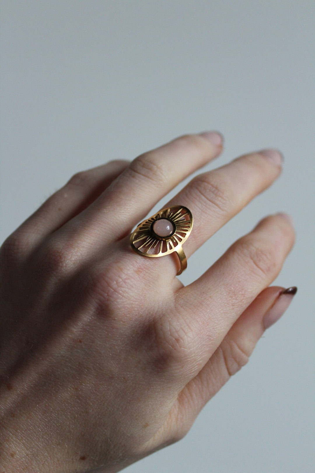 Claudia - Ring - Natuursteen - Stainless Steel - Verstelbaar