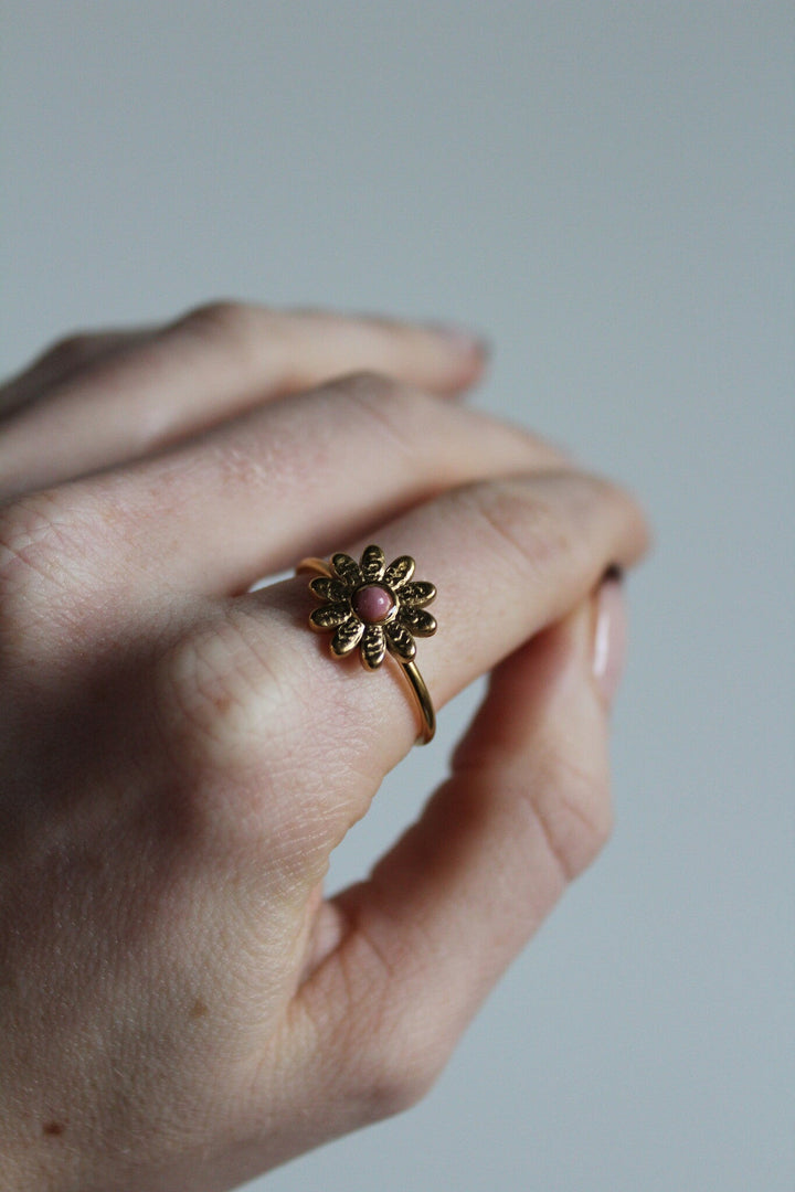 Daisy - Ring - Natuursteen - Stainless Steel - Verstelbaar