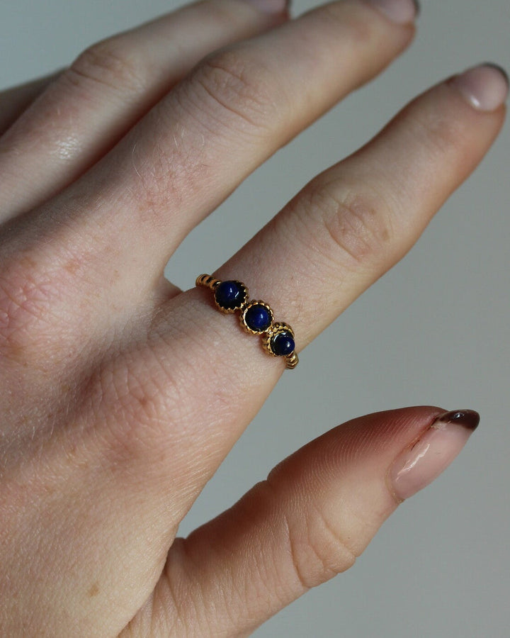 Demi - Ring - Natuursteen -  Stainless Steel - Verstelbaar