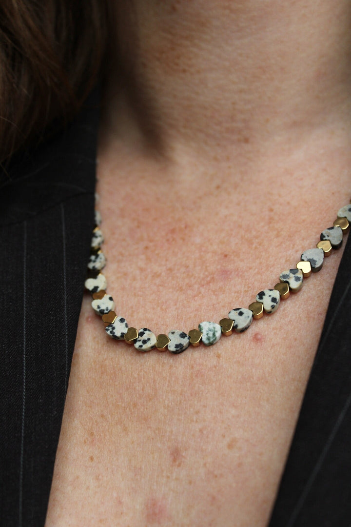 Heart To Heart - Necklace - Natural Stone - Stainless Steel