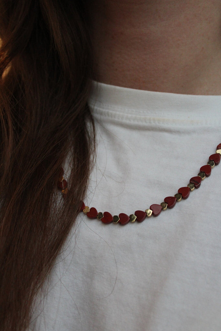 Heart To Heart - Necklace - Natural Stone - Stainless Steel