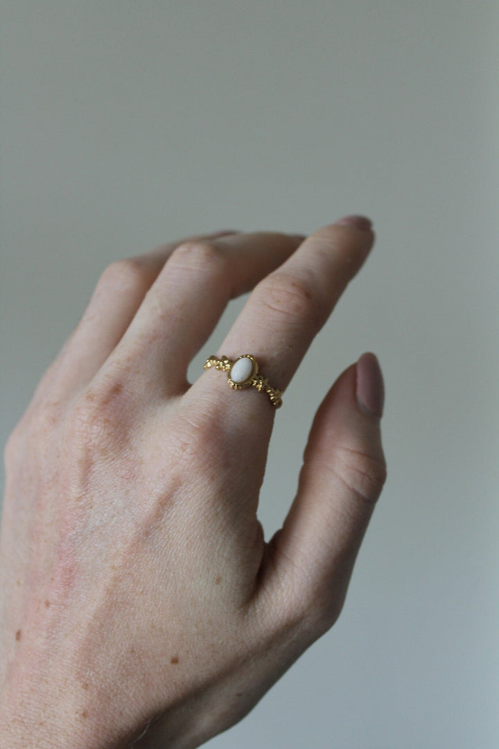 Lise - Ring - Natuursteen - Stainless Steel - Verstelbaar