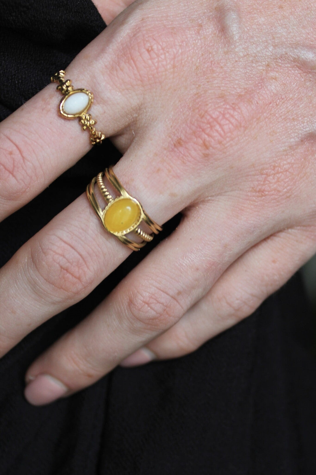 Lise - Ring - Natuursteen - Stainless Steel - Verstelbaar
