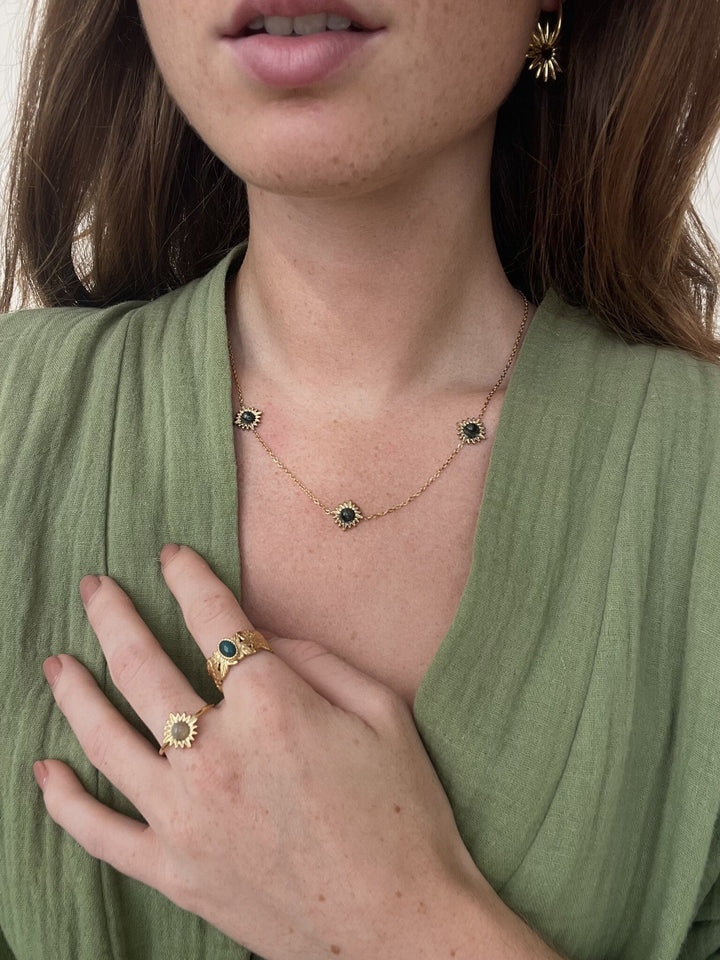 Louelle - Necklace - Natural Stone - Stainless Steel