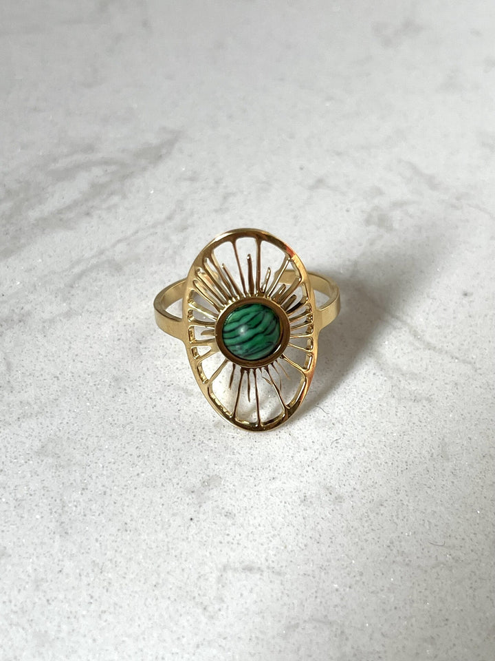 Claudia - Ring - Natuursteen - Stainless Steel - Verstelbaar