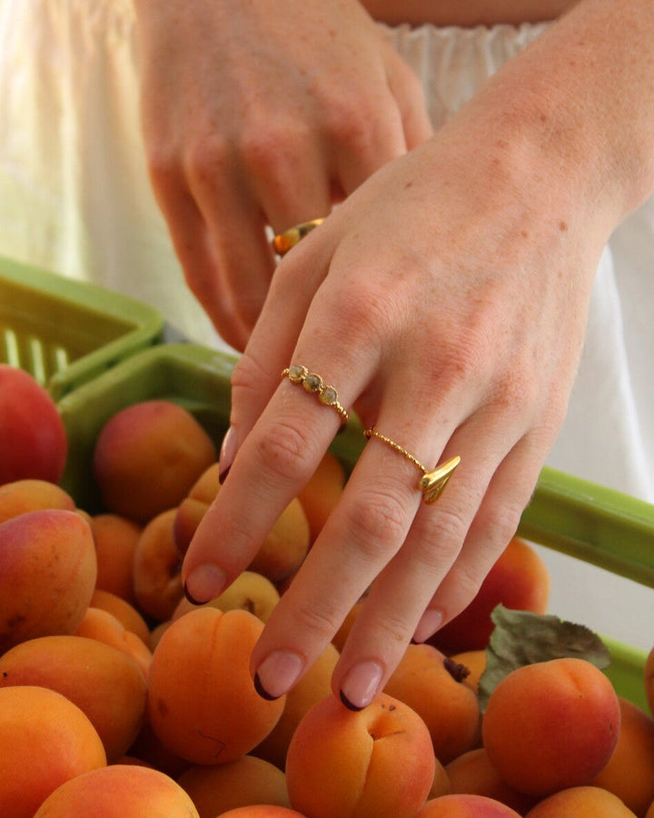Demi - Ring - Natuursteen -  Stainless Steel - Verstelbaar