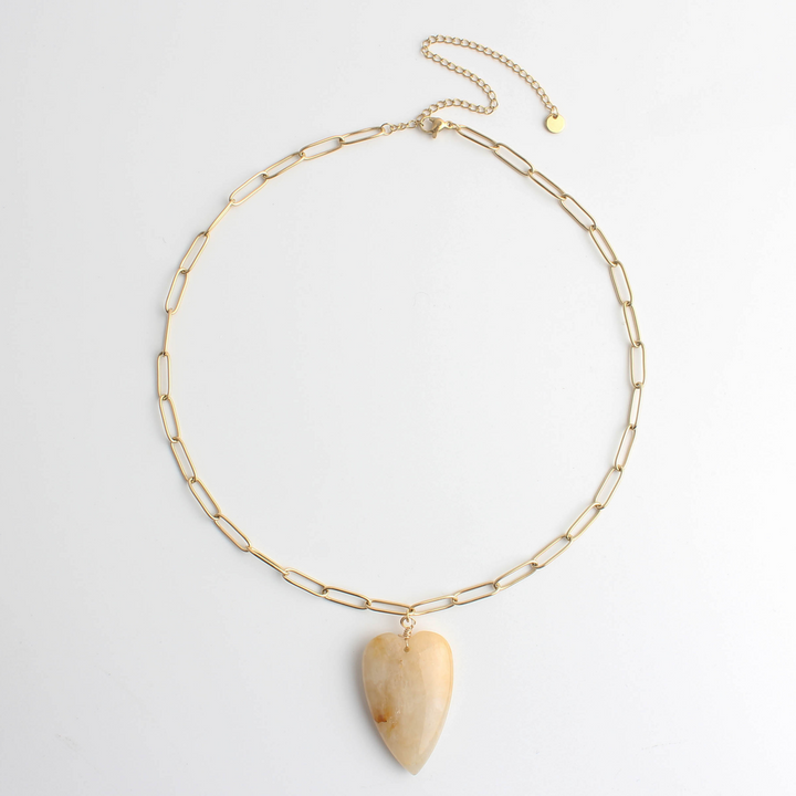 Natural Stone Heart - Necklace - Natural Stone - Stainless Steel