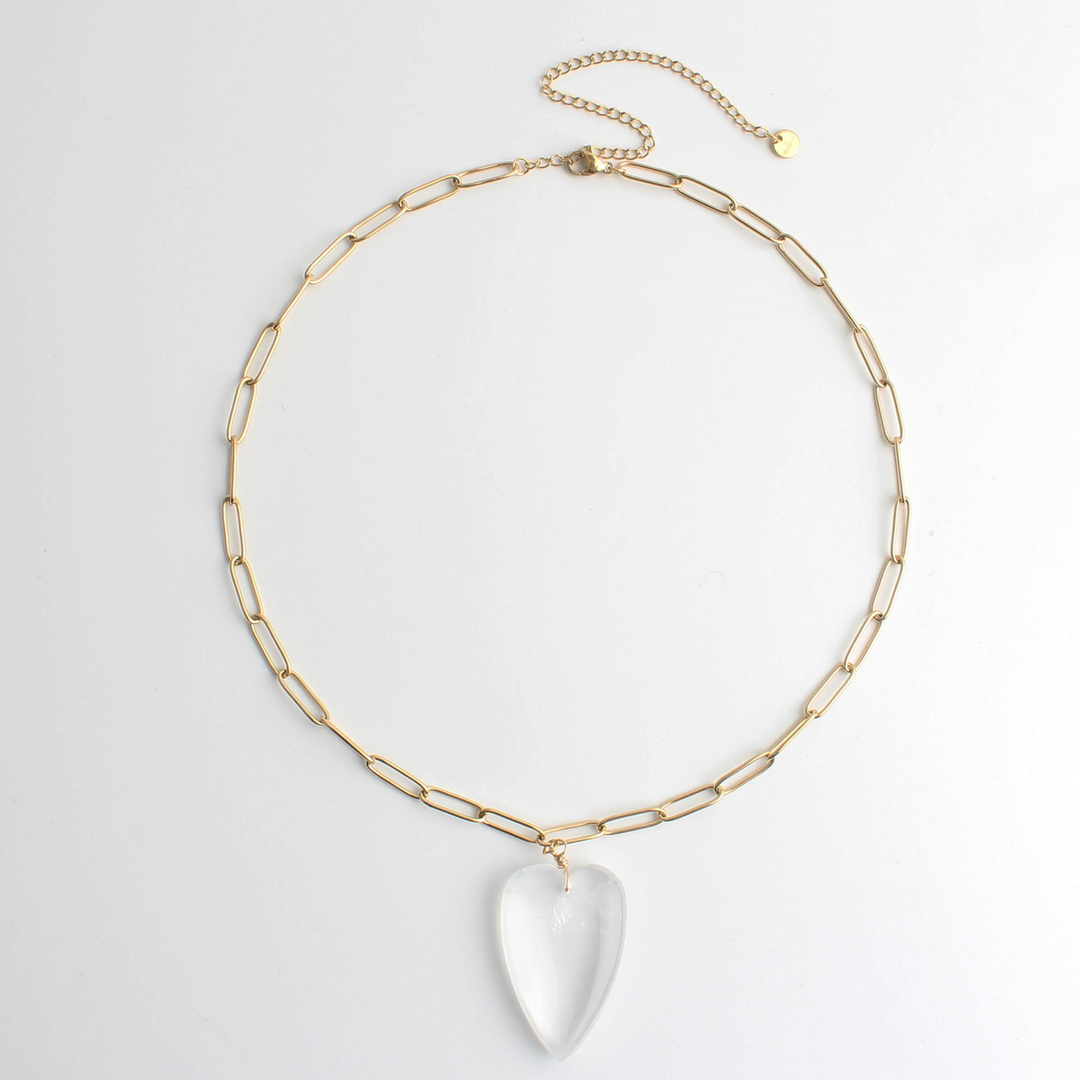 Natural Stone Heart - Necklace - Natural Stone - Stainless Steel