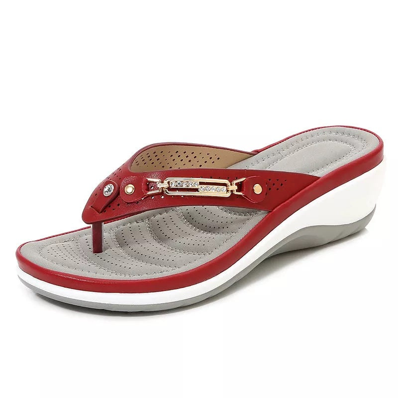 Karen | Women’s Arch Support Soft Cushion Leather Flip Flops