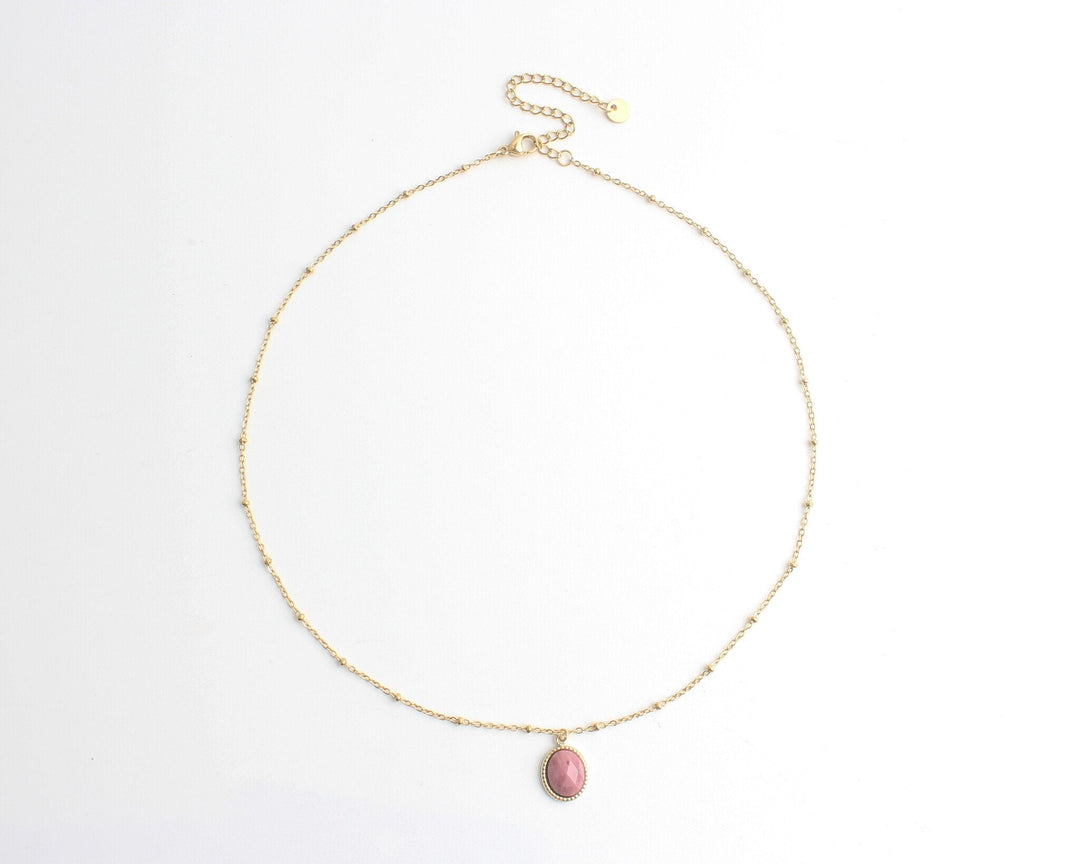 Jade - Necklace - Natural Stone - Stainless Steel