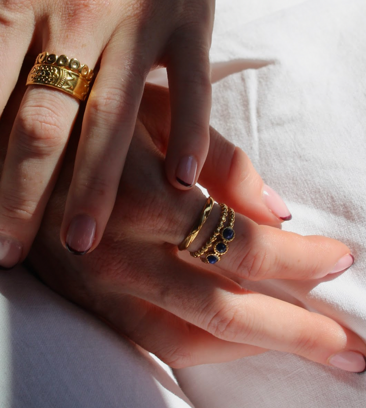 Demi - Ring - Natuursteen -  Stainless Steel - Verstelbaar